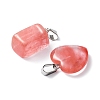 12Pcs 5 Styles Cherry Quartz Glass Pendants G-FS0005-61-3