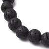 Natural Lava Rock Beads  Stretch Bracelets for Women Men BJEW-JB11323-5