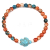 2Pcs Synthetic Ocean White Jade & Synthetic Turquoise Turtle Beads Stretch Bracelets for Women Men BJEW-JB13640-3