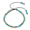 Natural Dyed Imperial Jasper & Brass Beads Braided Bead Bracelets BJEW-JB13418-01-2