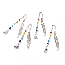 4Pcs Gemstone Beaded Bookmarks AJEW-JK00203