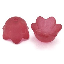 Chunky Red Transparent Frosted Tulip Flower Acrylic Bead Caps X-PL543-6
