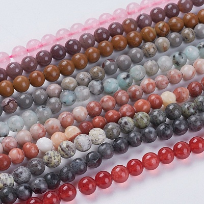 Natural Mixed Gemstone and Dyed Jade Beads Strands G-G151-6mm-M2-1