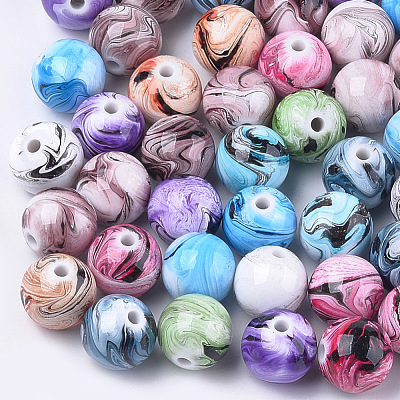 Opaque Spray Painted Acrylic Beads MACR-S361-22E-1