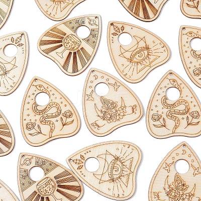 40Pcs 4 Styles Unfinished Wood Planchettes WOOD-CJ0001-76-1
