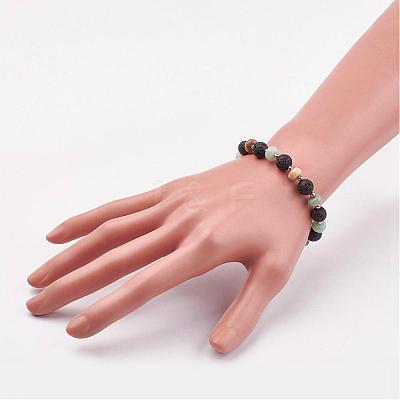 Natural Amazonite & Lava Rock Stretch Bracelets BJEW-JB03071-05-1
