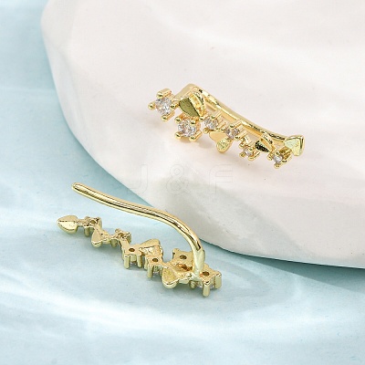 Brass Micro Pave Cubic Zirconia Stud Crawler Earrings LS-KK-CBAA351-03G-1