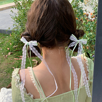10Pcs 5 Colors Polyester Resin Bowknot Hair Clips PHAR-CN0001-05-1
