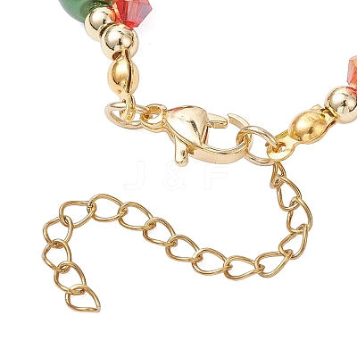 Christmas Glass & Baking Paint Pearlized Glass Pearl Round Beaded Bracelets for Women BJEW-JB12441-01-1