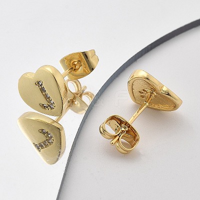 Rack Plating Brass Micro Pave Clear Cubic Zirconia Stud Earrings EJEW-K299-01G-J-1