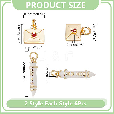 12Pcs 2 Styles Brass Enamel Pendants KK-AR0004-70-1