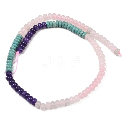 Natural Quartz & Dyed White Jade & Rose Quartz & Yellow Aventurine & Synthetic Turquois Beads Strands G-Z135-C07-1