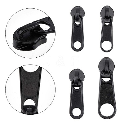 32Pcs 4 Style Zinc Alloy & Plastic Zipper Slider FIND-GF0003-95-1