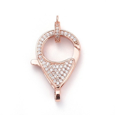Brass Micro Pave Cubic Zirconia Lobster Claw Clasps ZIRC-K081-95RG-02-1