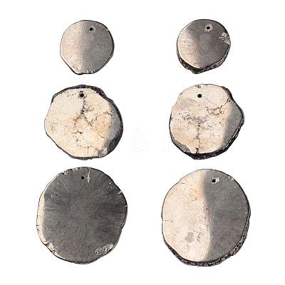 Natural Pyrite Gemstone Pendants G-G909-02-1