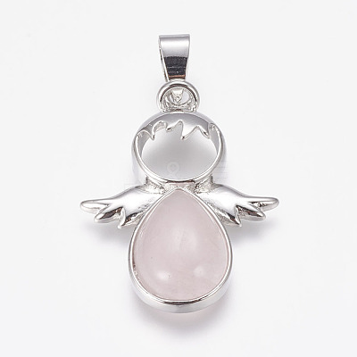 Natural Rose Quartz Pendants X-G-G651-A10-1
