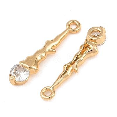 Brass Micro Pave Clear Cubic Zirconia Pendants CU-CBA804C-18G-1