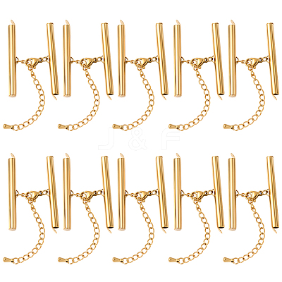 10 Sets Stainless Steel Curb Chain Extender STAS-BBC0008-21B-G-1