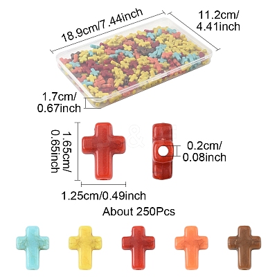 250Pcs Crackle Opaque Acrylic Beads OACR-FS0002-22-1
