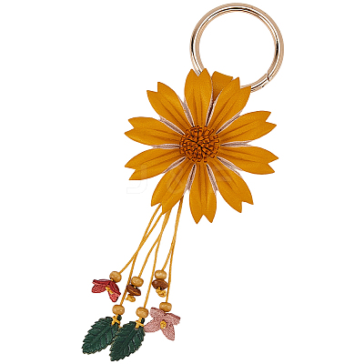 Leather and Alloy Keychain HJEW-WH20022-04B-04-1