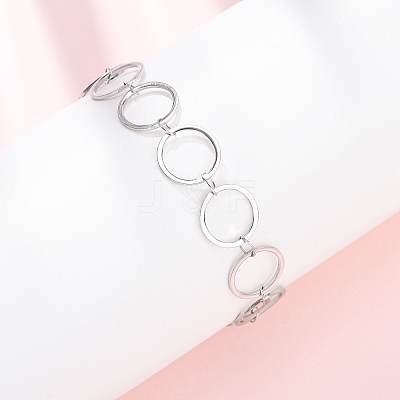 304 Stainless Steel Ring Link Chain Bracelets BJEW-P373-02D-P-1
