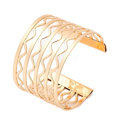Wave Iron Cuff Bangles for Women BJEW-G741-03KCG-1