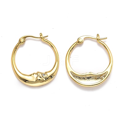 Brass Micro Pave Clear Cubic Zirconia Hoop Earrings EJEW-B006-01G-1