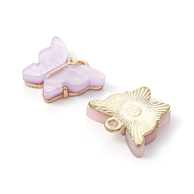 10Pcs 5 Colors Alloy Acrylic Pendants ENAM-YW0003-21-1