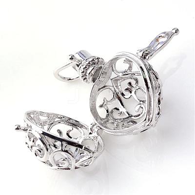 Rack Plating Brass Cage Pendants KK-S751-060P-1