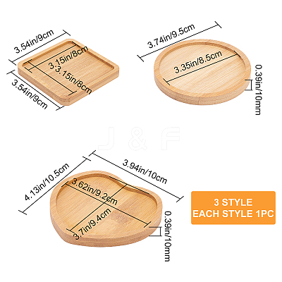 3Pcs 3 Style Wooden Mosaic Coaster Base Bottom Embryo AJEW-GF0004-31-1