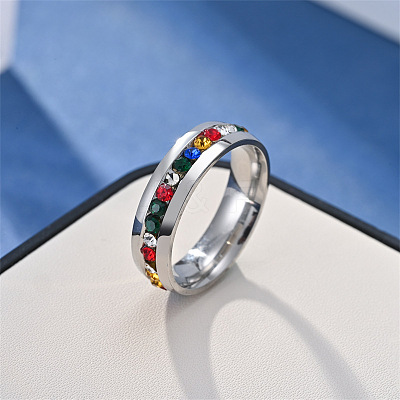 Stainless Steel with Rhinestone Finger Rings FS-WGB751E-06-1