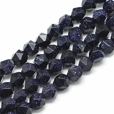 Synthetic Blue Goldstone Beads Strands G-S149-11-8mm-1