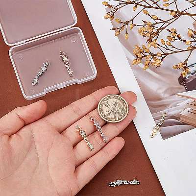 6Pcs 3 Colors Brass Micro Pave Clear Cubic Zirconia Connector Charms ZIRC-BC0001-16-1