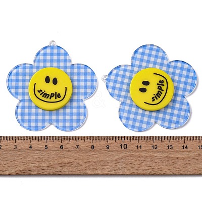 Opaque Printed Acrylic Big Pendants OACR-B053-01D-1