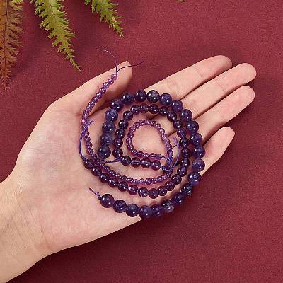 3 Strands 3 Styles Natural Amethyst Beads Strands G-SZ0001-14-1