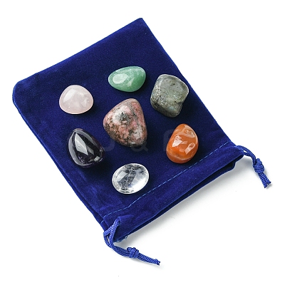 7Pcs Natural Labradorite & Amethyst & Rose Quartz & South Red Agate & Rhodonite & Green Aventurine & Quartz Crystal Tumbled Stone Sets DIY-FS0007-10B-1