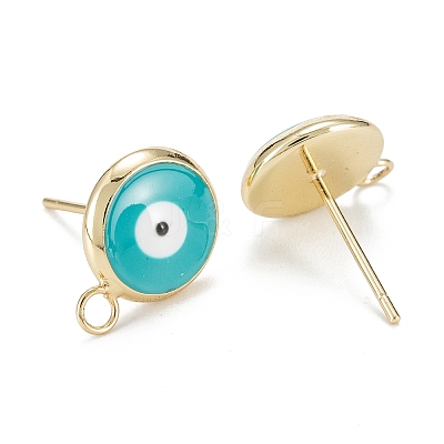 Eco-Friendly Brass Enamel Stud Earring Findings KK-H761-02G-B-1