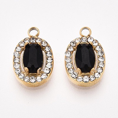 304 Stainless Steel Cubic Zirconia Charms STAS-OY004-01G-02-1