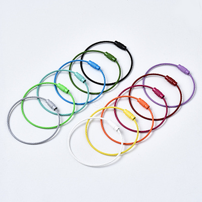 Spray Painted 201 Stainless Steel Wire Cable Keychains BJEW-T019-01-1