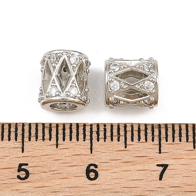 Brass Micro Pave Clear Cubic Zirconia European Beads CU-CBA6A75-24P-1