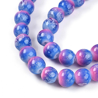 Baking Paint Glass Beads Strands DGLA-N008-8mm-02-1