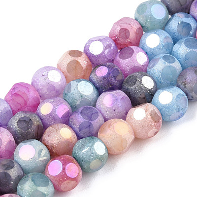 Opaque Frosted Glass Beads Strands EGLA-N006-076-1