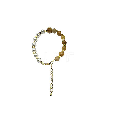 Natural Yellow Jade Round Beaded Bracelet NC1314-01-1