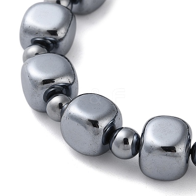Cube & Round Synthetic Terahertz Stone Beaded Stretch Bracelets for Women Men BJEW-F471-03-1