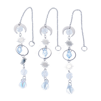 3Pcs Glass Hanging Suncatchers HJEW-TADJ0017-1