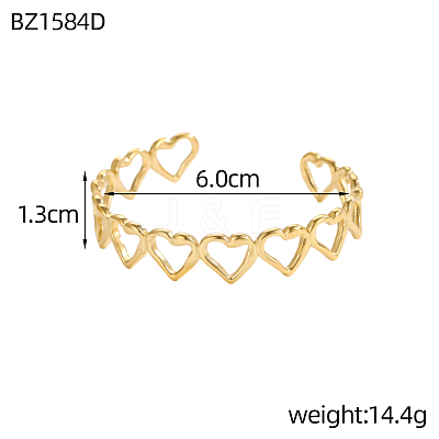 Hollow 304 Stainless Steel Cuff Bangles for Women STAS-OY012-31G-1