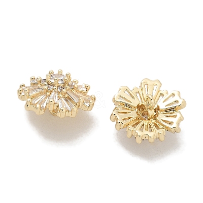 Rack Plating Brass Micro Pave Clear Cubic Zirconia Buttons KK-K293-14G-1