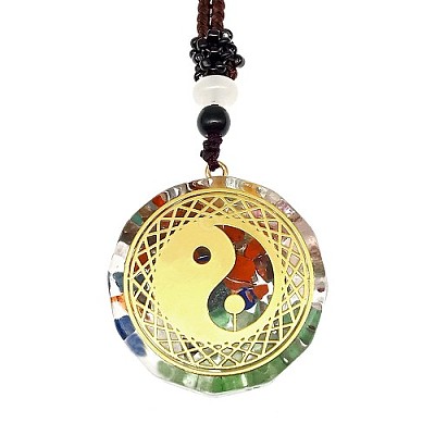 Orgonite Chakra Natural & Synthetic Mixed Stone Pendant Necklaces PZ4674-19-1
