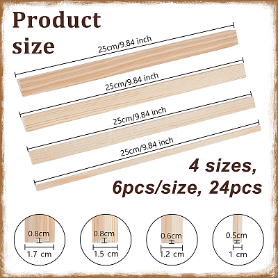24Pcs 4 Styles Triangle Wood Sticks DIY-OC0012-47B-1