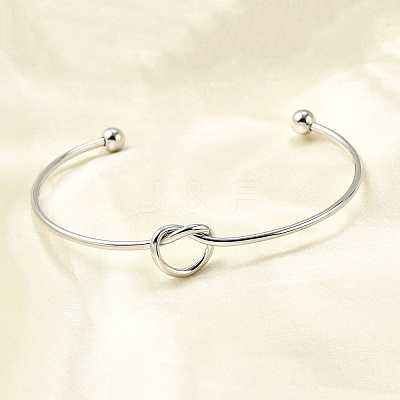 Heart 304 Stainless Steel Open Cuff Bangles BJEW-M113-01P-1